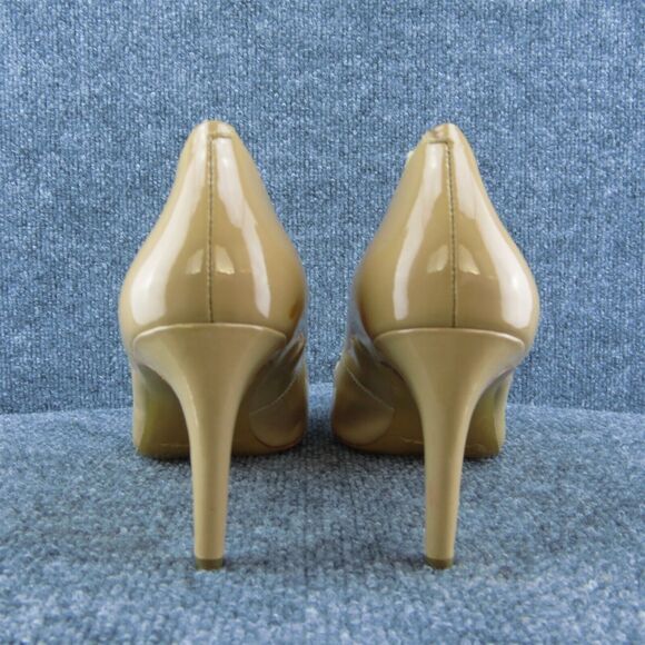 Via Spiga Women Peep Toe Heel Shoes Beige Patent Leather Size 10.5 Medium - Picture 6 of 9